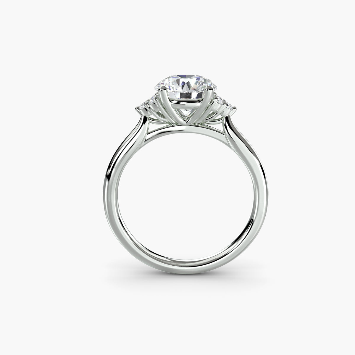 Solitaire with Cluster Shoulders 18K